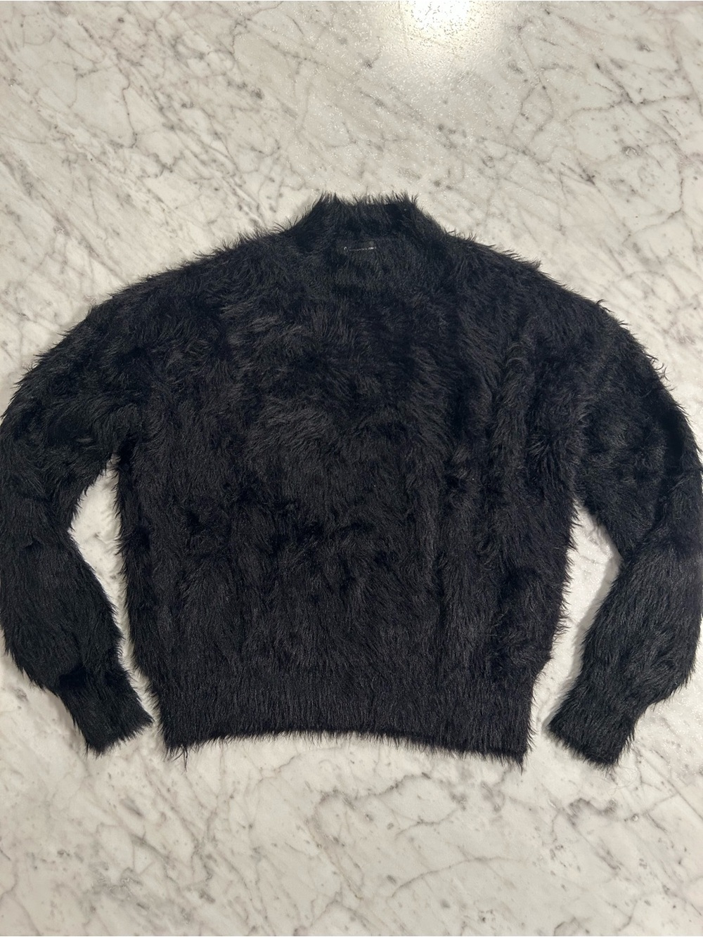 INC International Concepts Black Fuzzy Turtleneck Sweater NWOT